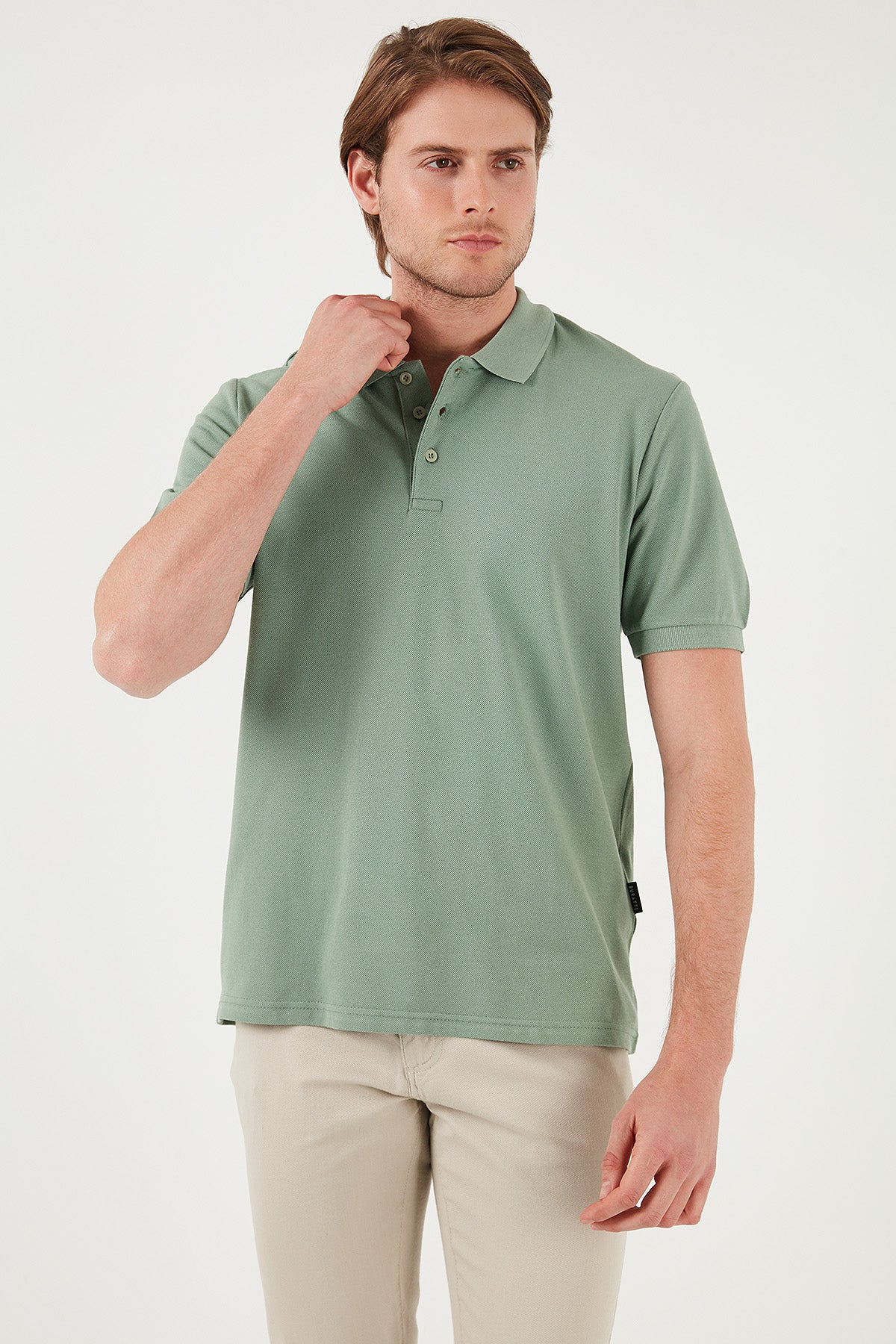 Buratti Pamuklu Regular Fit Düğmeli Erkek Polo Yaka T Shirt 5902127 ELMA YEŞİLİ