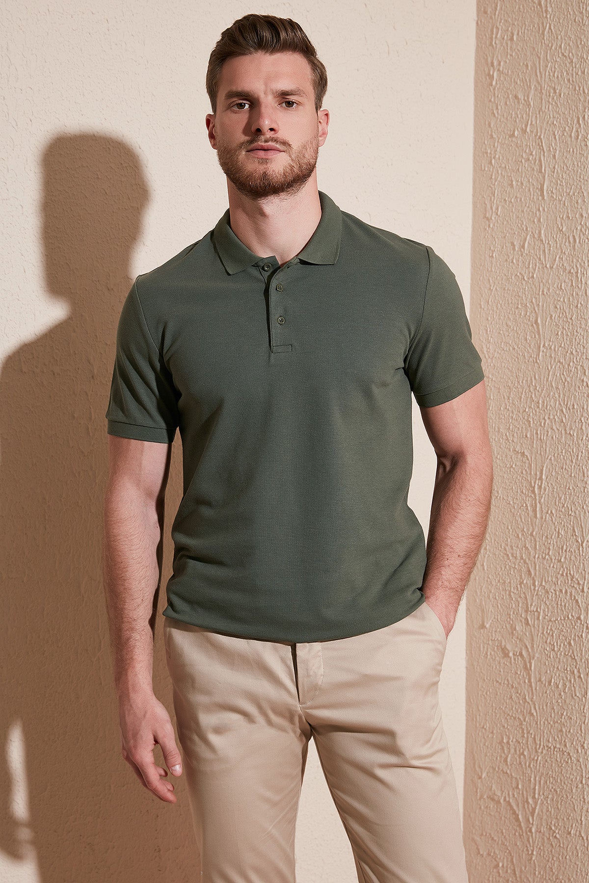 Buratti % 100 Pamuk Regular Fit Düğmeli Erkek Polo Yaka T Shirt 5902127 HAKİ