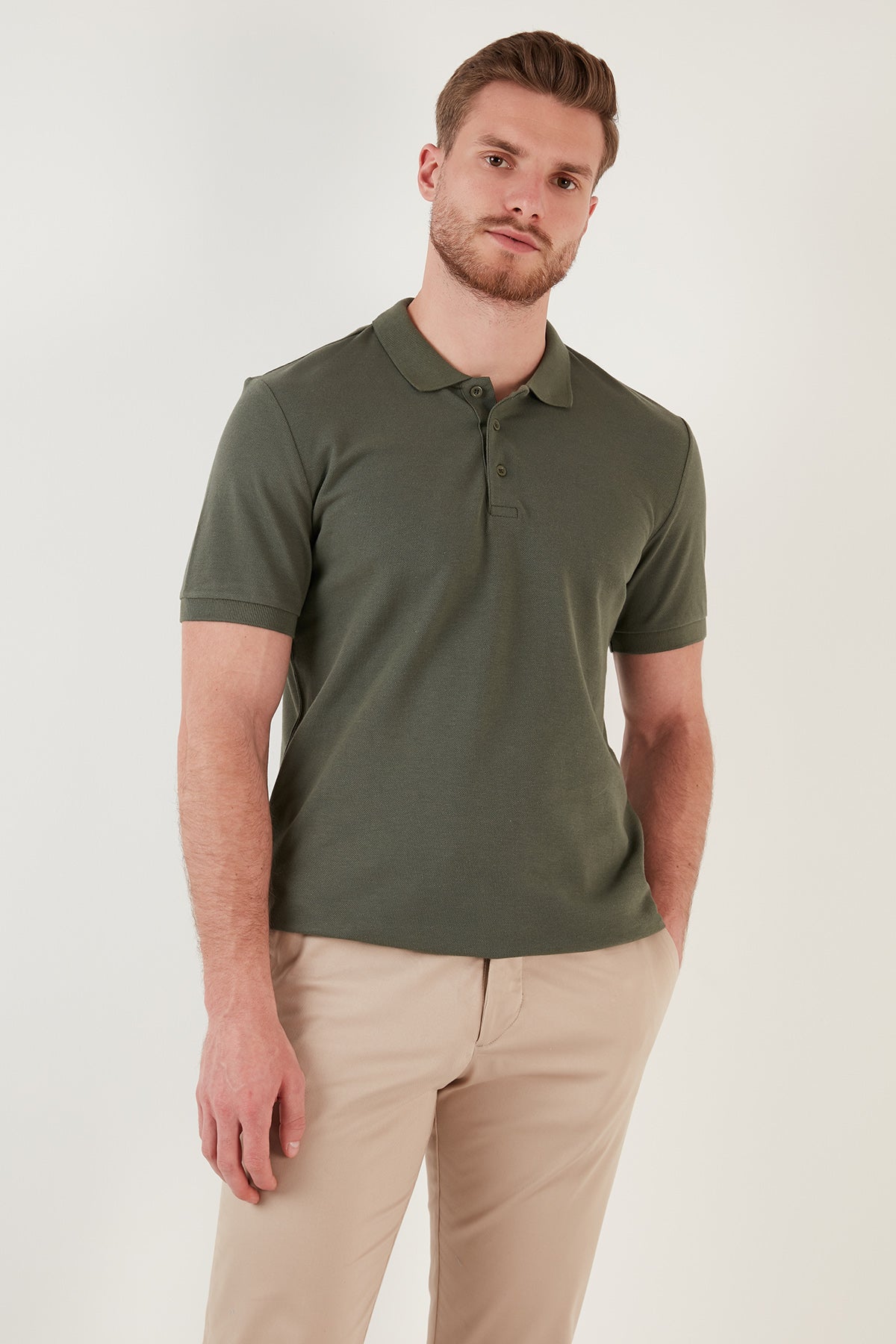 Buratti % 100 Pamuk Regular Fit Düğmeli Erkek Polo Yaka T Shirt 5902127 HAKİ