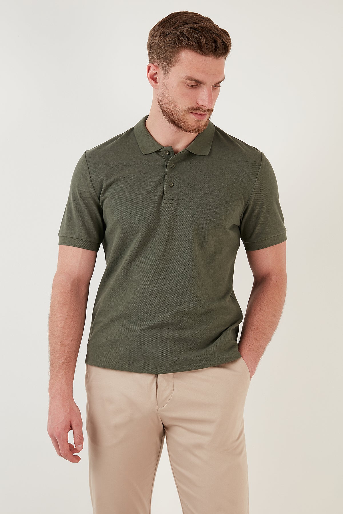 Buratti % 100 Pamuk Regular Fit Düğmeli Erkek Polo Yaka T Shirt 5902127 HAKİ