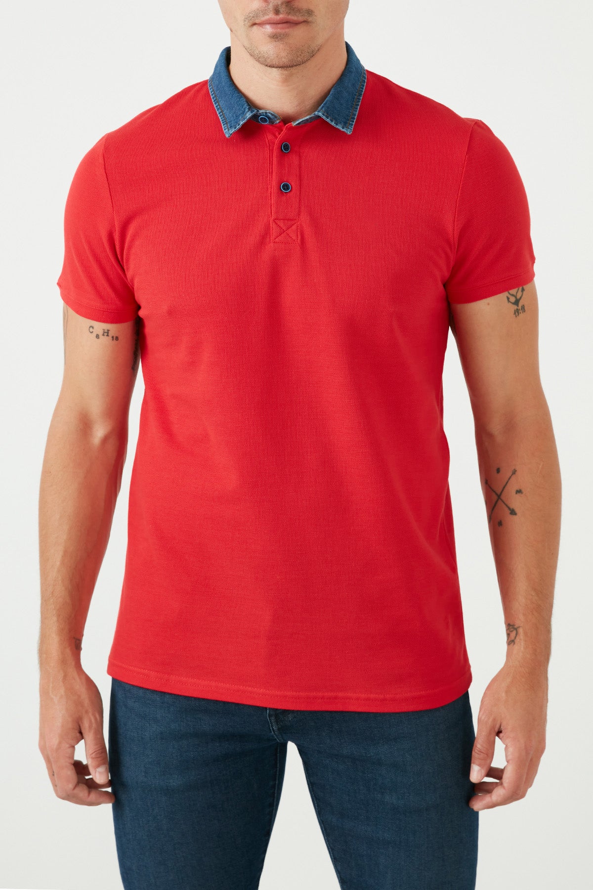 Buratti % 100 Pamuk Düğmeli Regular Fit Polo Yaka  T Shirt Erkek Polo Yaka T Shirt 5902134 KIRMIZI