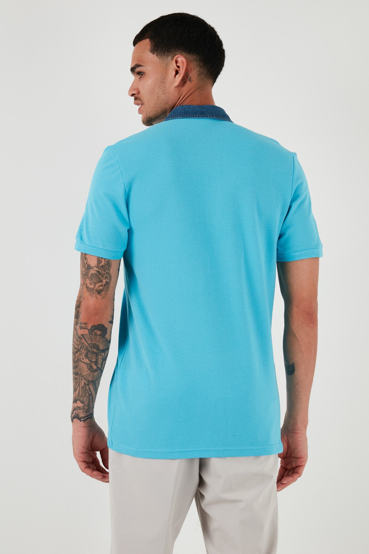 Buratti % 100 Pamuk Düğmeli Regular Fit Erkek Polo Yaka T Shirt 5902134 AQUA-MAVİ