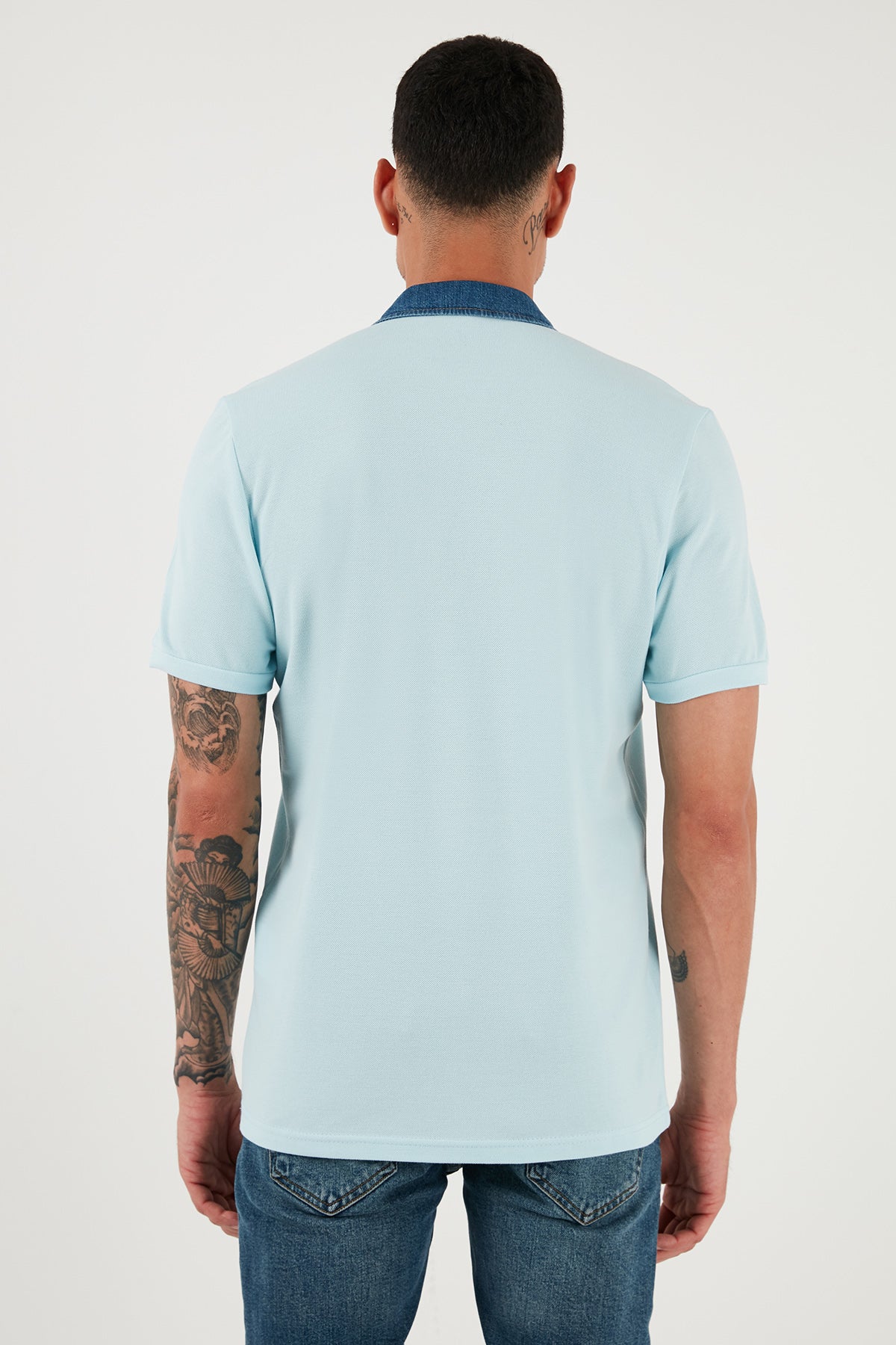 Buratti % 100 Pamuk Düğmeli Regular Fit Erkek Polo Yaka T Shirt 5902134 BEBE MAVİ