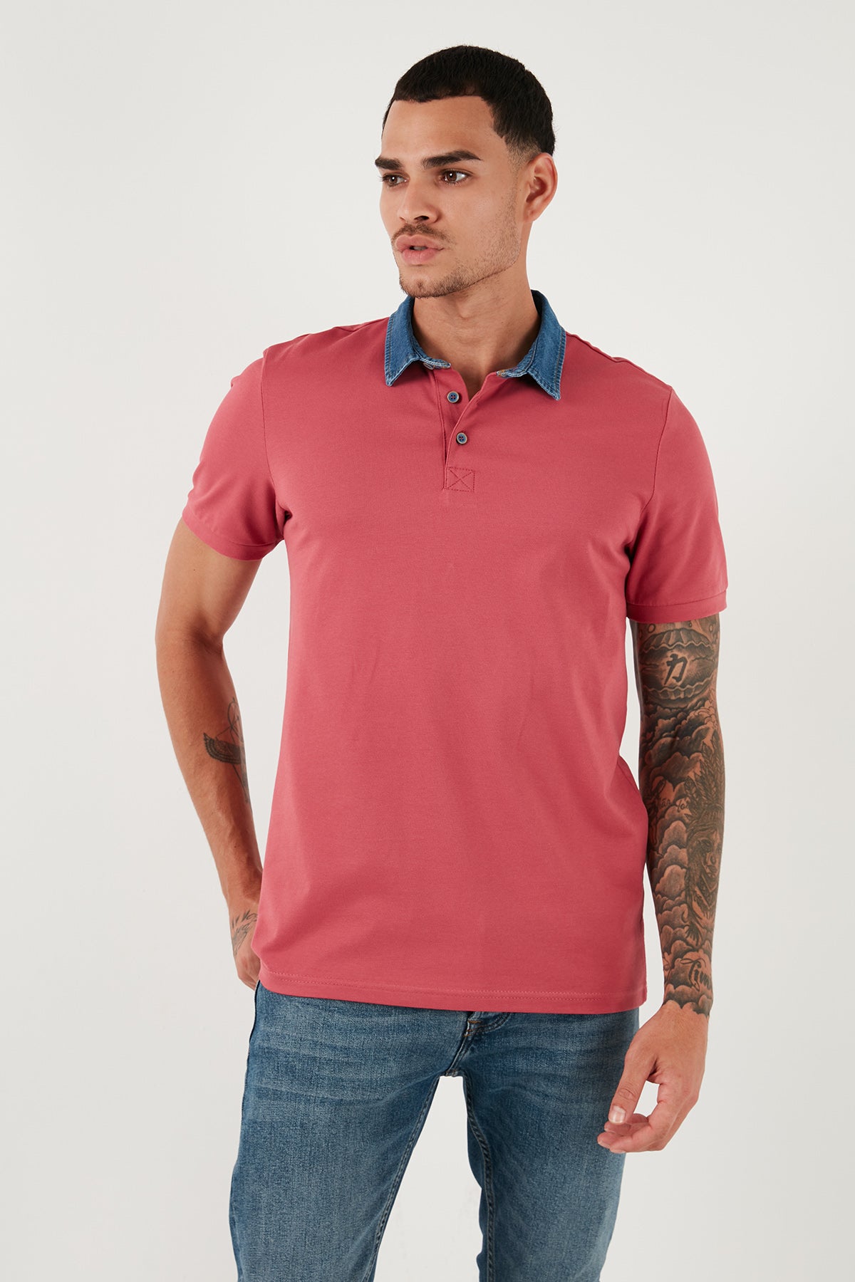 Buratti % 100 Pamuk Düğmeli Regular Fit Erkek Polo Yaka T Shirt 5902134 KOYU PUDRA