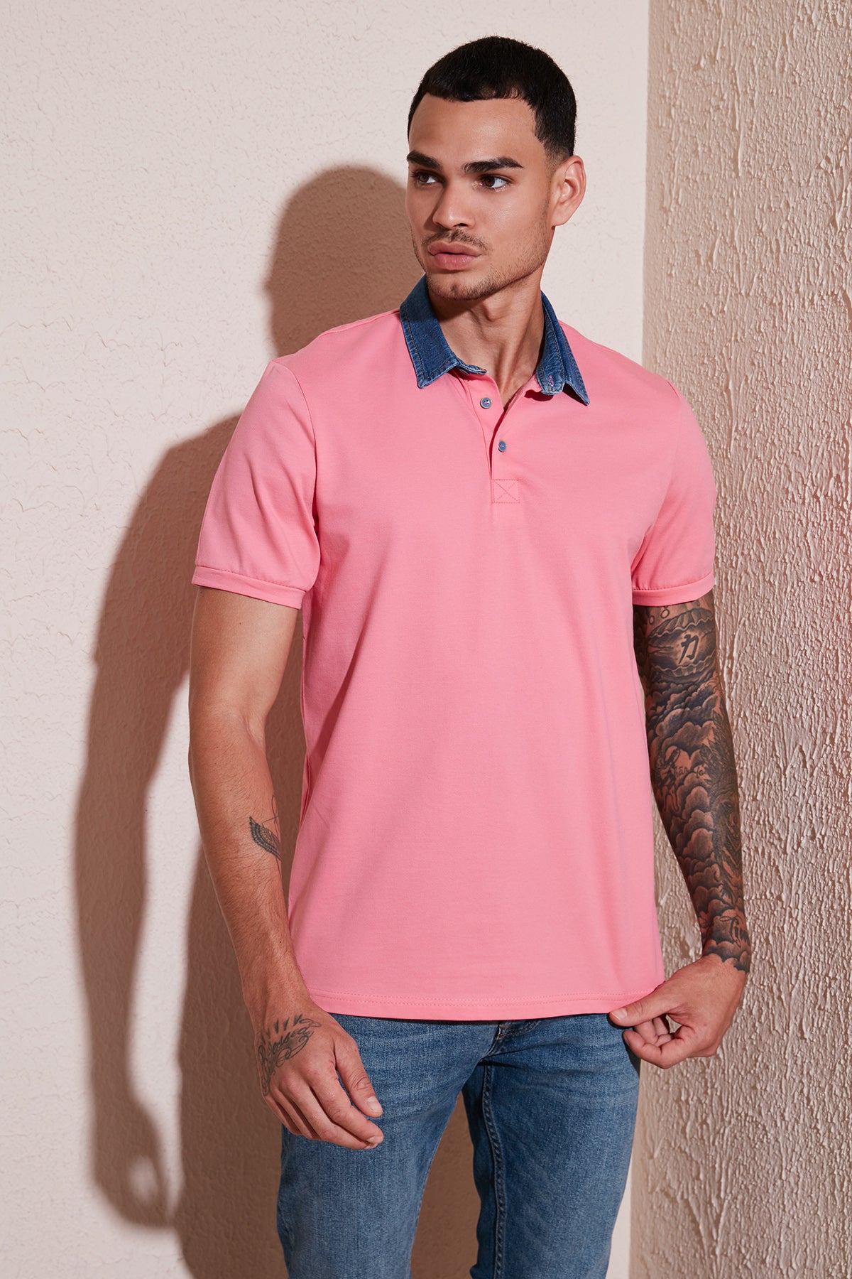 Buratti % 100 Pamuk Düğmeli Regular Fit Erkek Polo Yaka T Shirt 5902134 Şeker Pembe