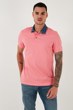 Buratti % 100 Pamuk Düğmeli Regular Fit Erkek Polo Yaka T Shirt 5902134 Şeker Pembe