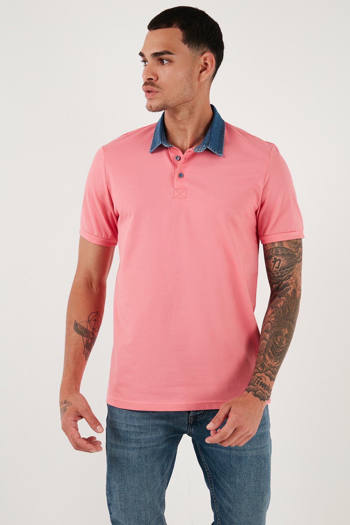 Buratti % 100 Pamuk Düğmeli Regular Fit Erkek Polo Yaka T Shirt 5902134 Şeker Pembe