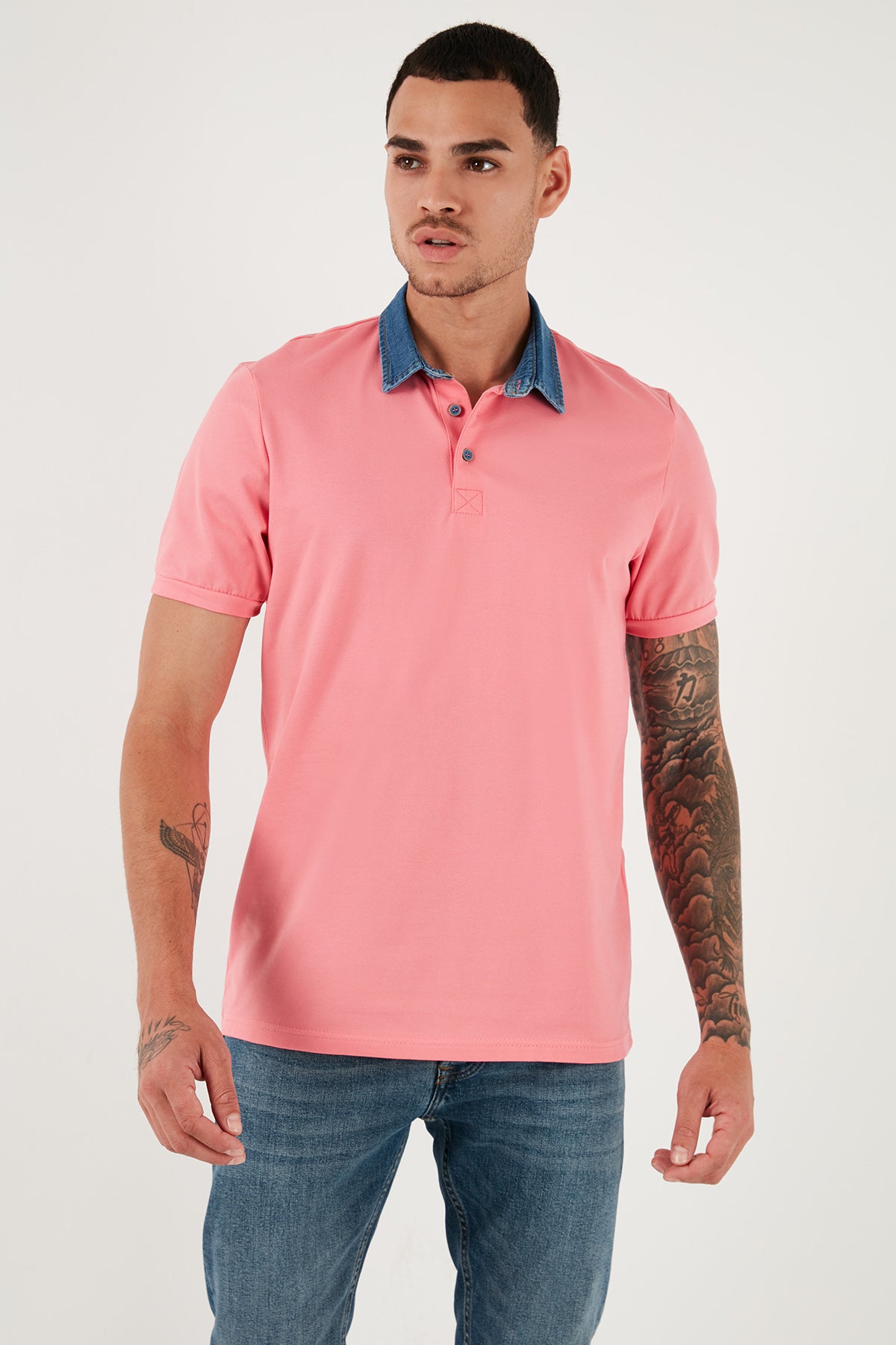 Buratti % 100 Pamuk Düğmeli Regular Fit Erkek Polo Yaka T Shirt 5902134 Şeker Pembe