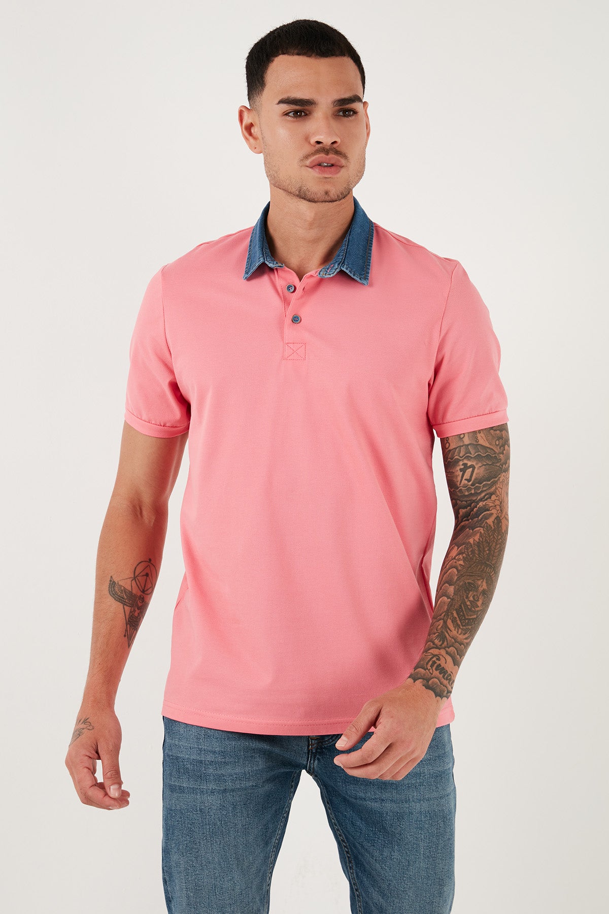 Buratti % 100 Pamuk Düğmeli Regular Fit Erkek Polo Yaka T Shirt 5902134 Şeker Pembe