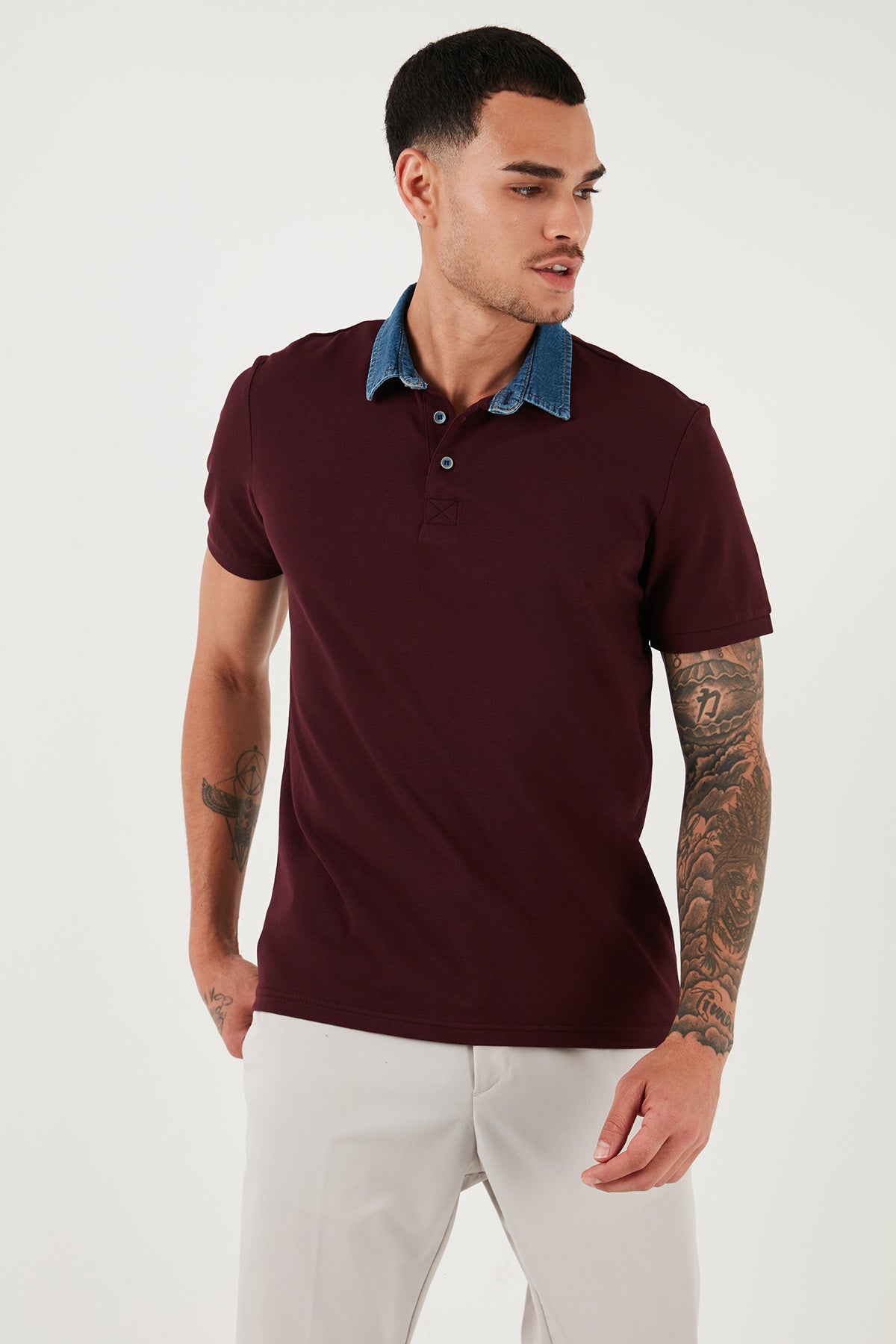 Buratti % 100 Pamuk Düğmeli Regular Fit Erkek Polo Yaka T Shirt 5902134 VİŞNE