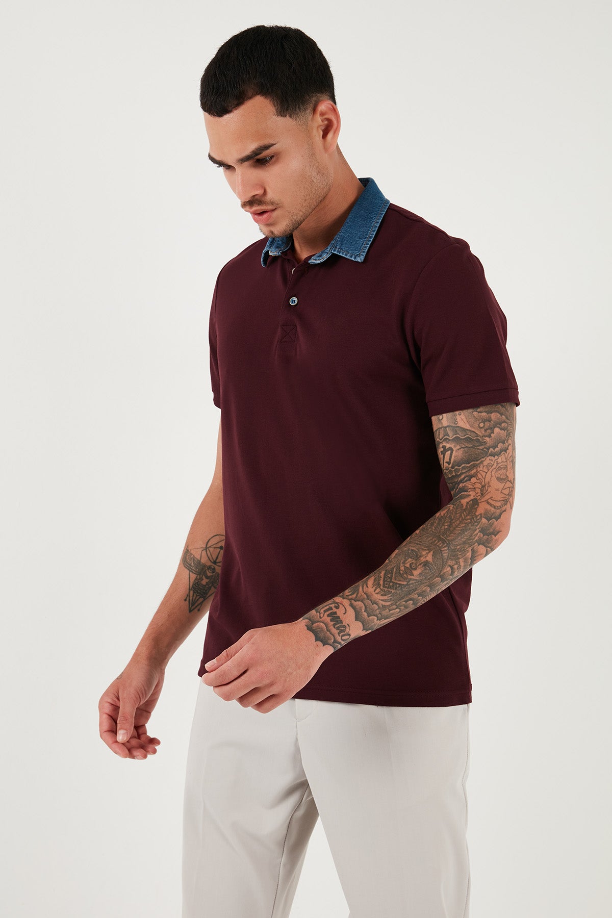 Buratti % 100 Pamuk Düğmeli Regular Fit Erkek Polo Yaka T Shirt 5902134 VİŞNE