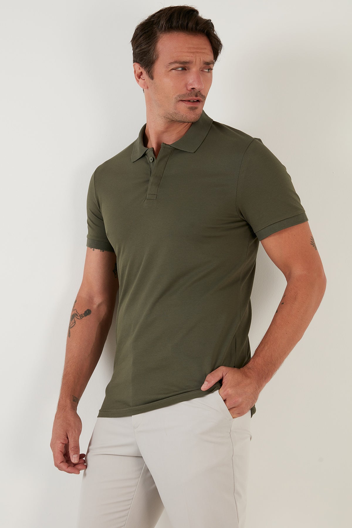 Buratti Slim Fit Pamuklu Erkek Polo Yaka T Shirt 5902137 HAKİ