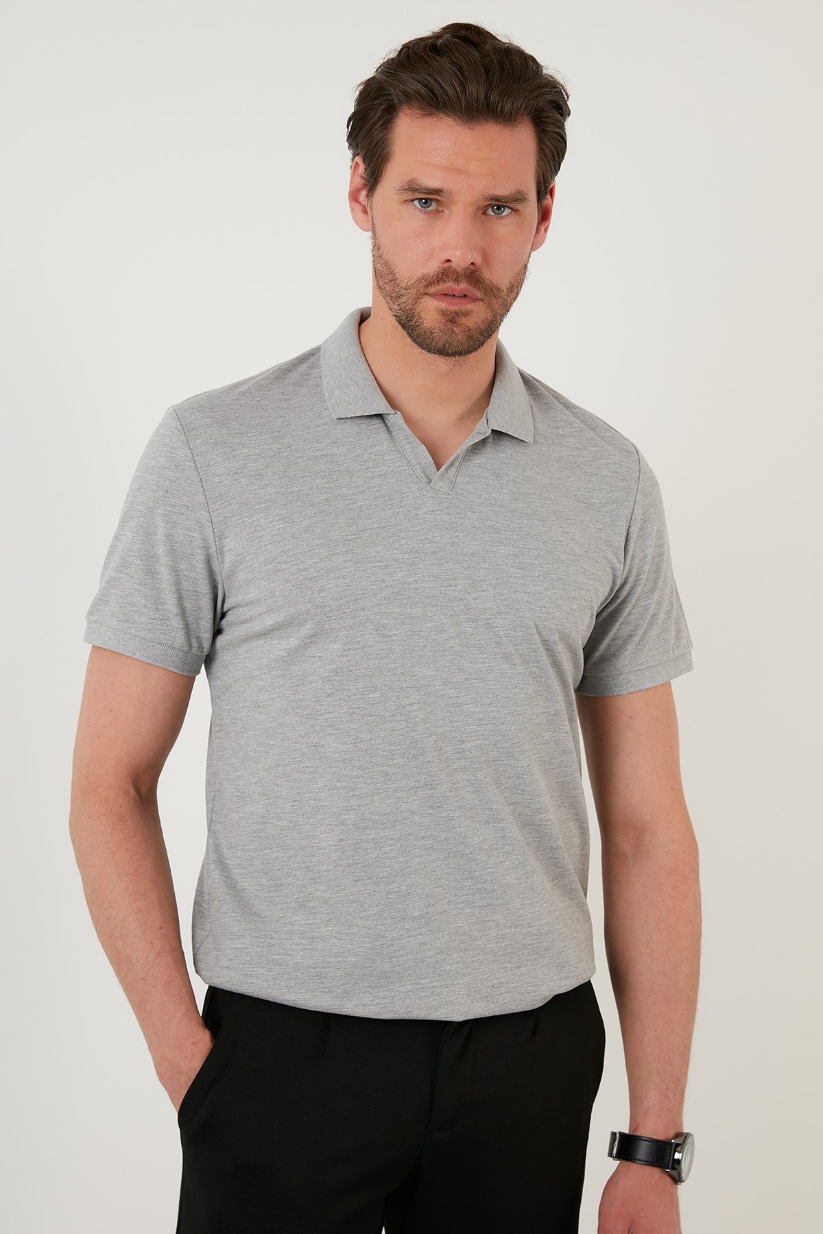 Buratti Regular Fit Pamuklu Erkek Polo Yaka T Shirt 5902141 GRİ MELANJ