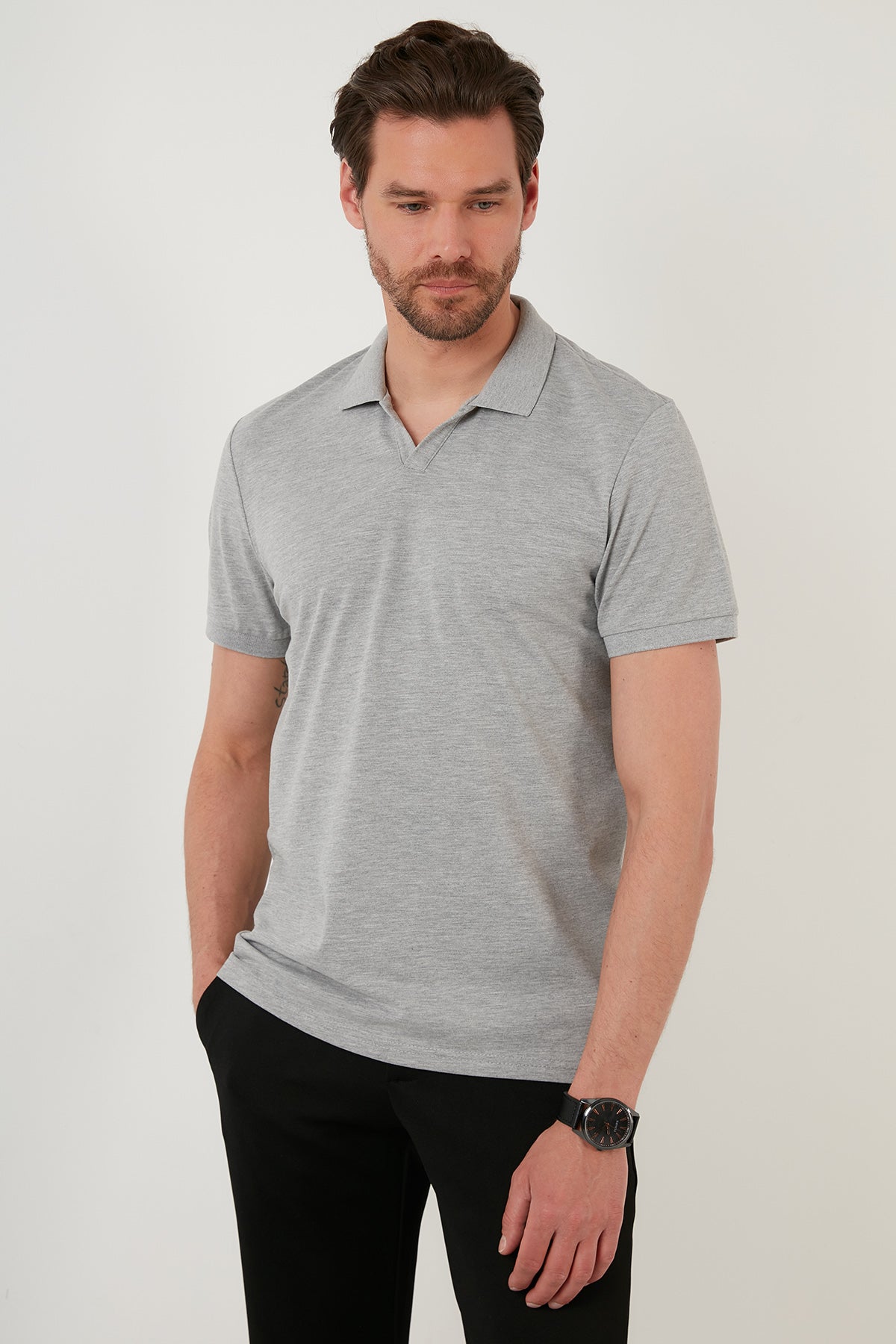 Buratti Regular Fit Pamuklu Erkek Polo Yaka T Shirt 5902141 GRİ MELANJ