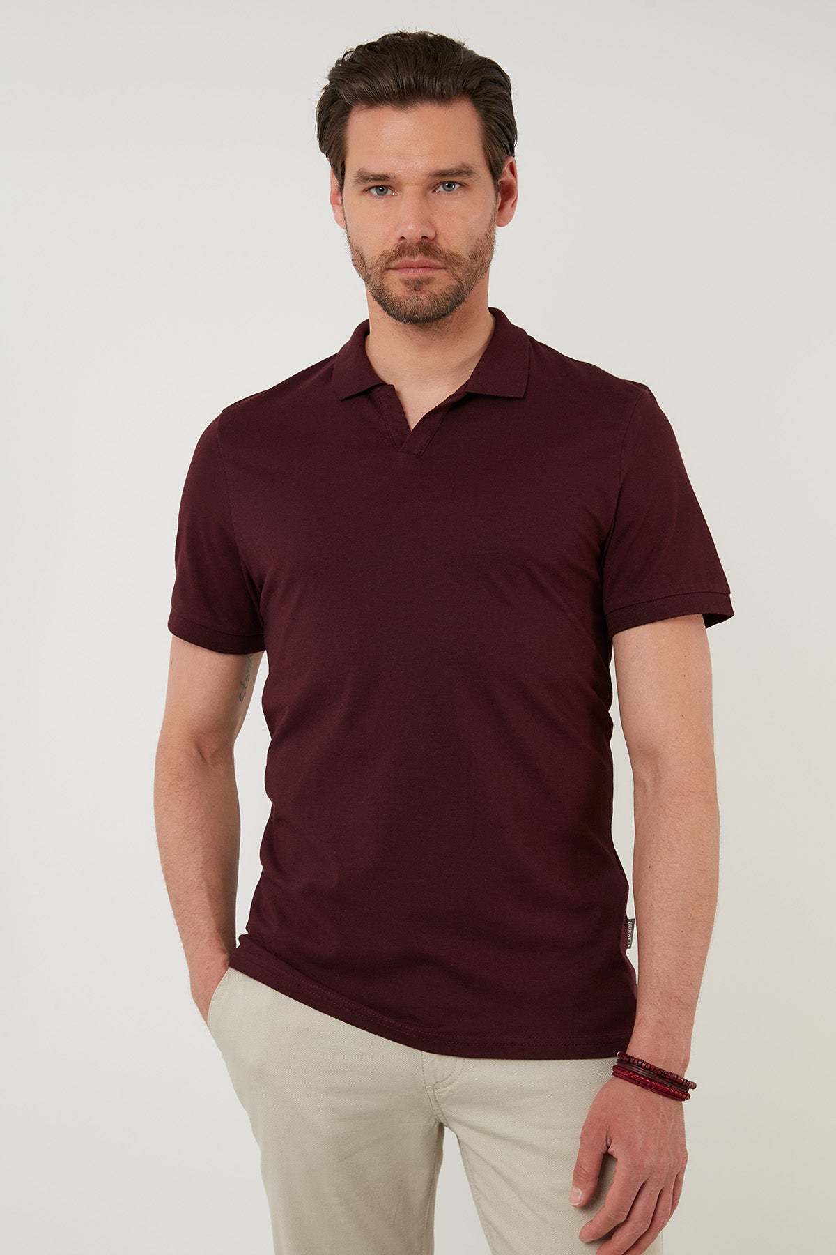 Buratti Regular Fit Pamuklu Erkek Polo Yaka T Shirt 5902141 VİŞNE