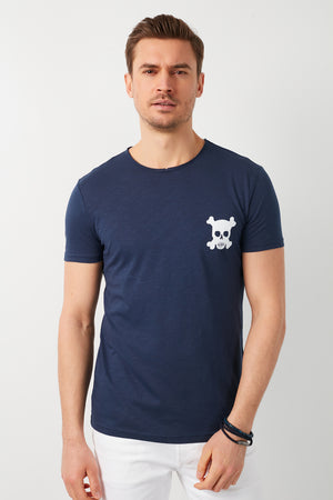 Buratti % 100 Pamuklu Baskılı Bisiklet Yaka Erkek T Shirt 5902265 İNDİGO