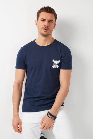 Buratti % 100 Pamuklu Baskılı Bisiklet Yaka Erkek T Shirt 5902265 İNDİGO