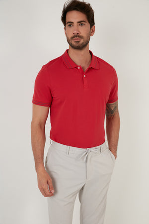 Buratti Regular Fit Düğmeli % 100 Pamuklu Erkek Polo Yaka T Shirt 5902325 KIRMIZI