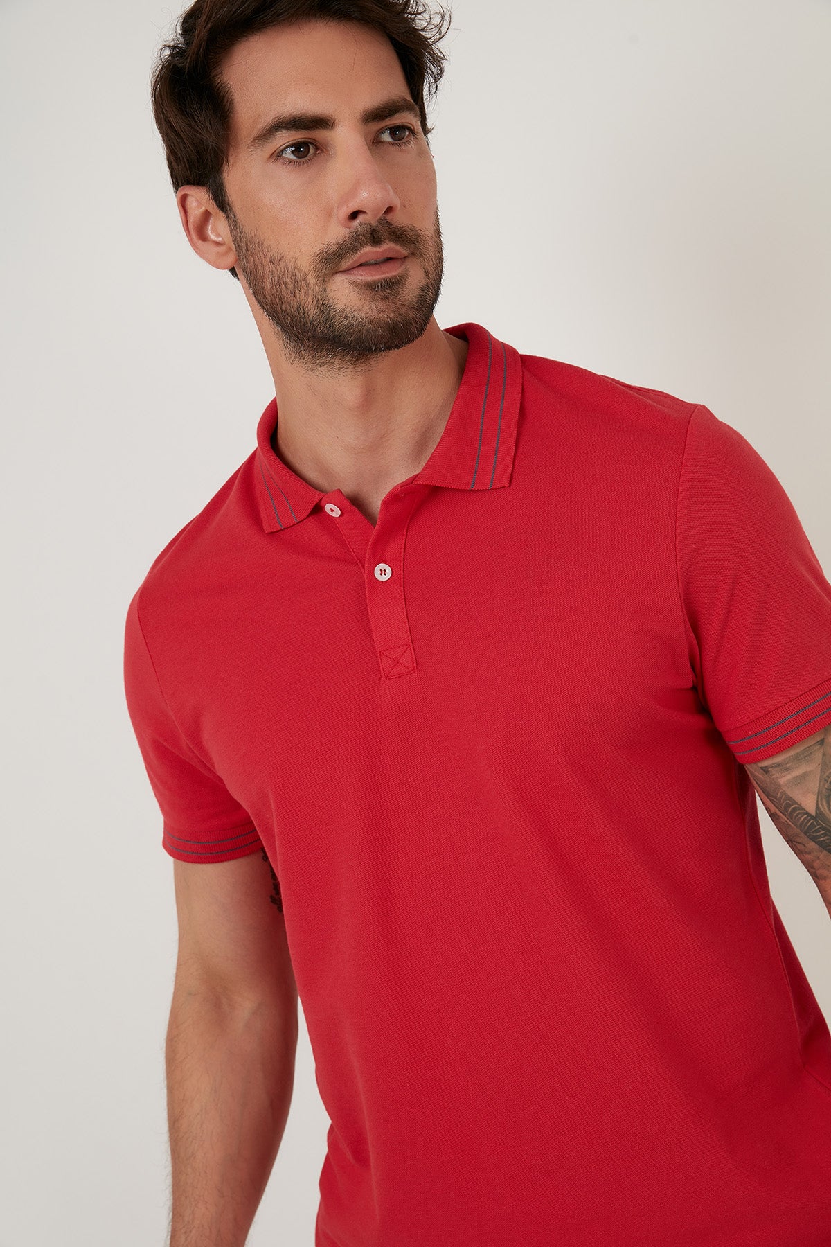 Buratti Regular Fit Düğmeli % 100 Pamuklu Erkek Polo Yaka T Shirt 5902325 KIRMIZI