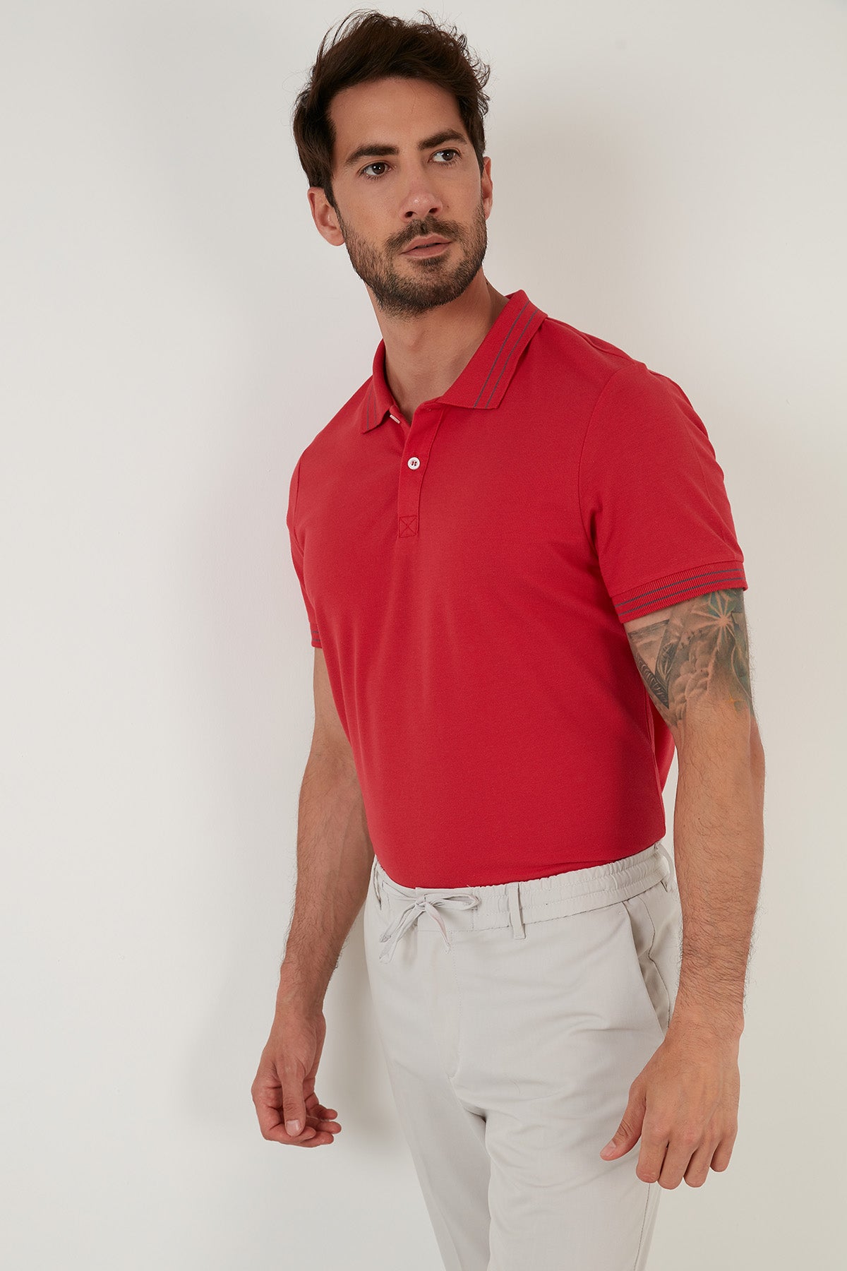 Buratti Regular Fit Düğmeli % 100 Pamuklu Erkek Polo Yaka T Shirt 5902325 KIRMIZI