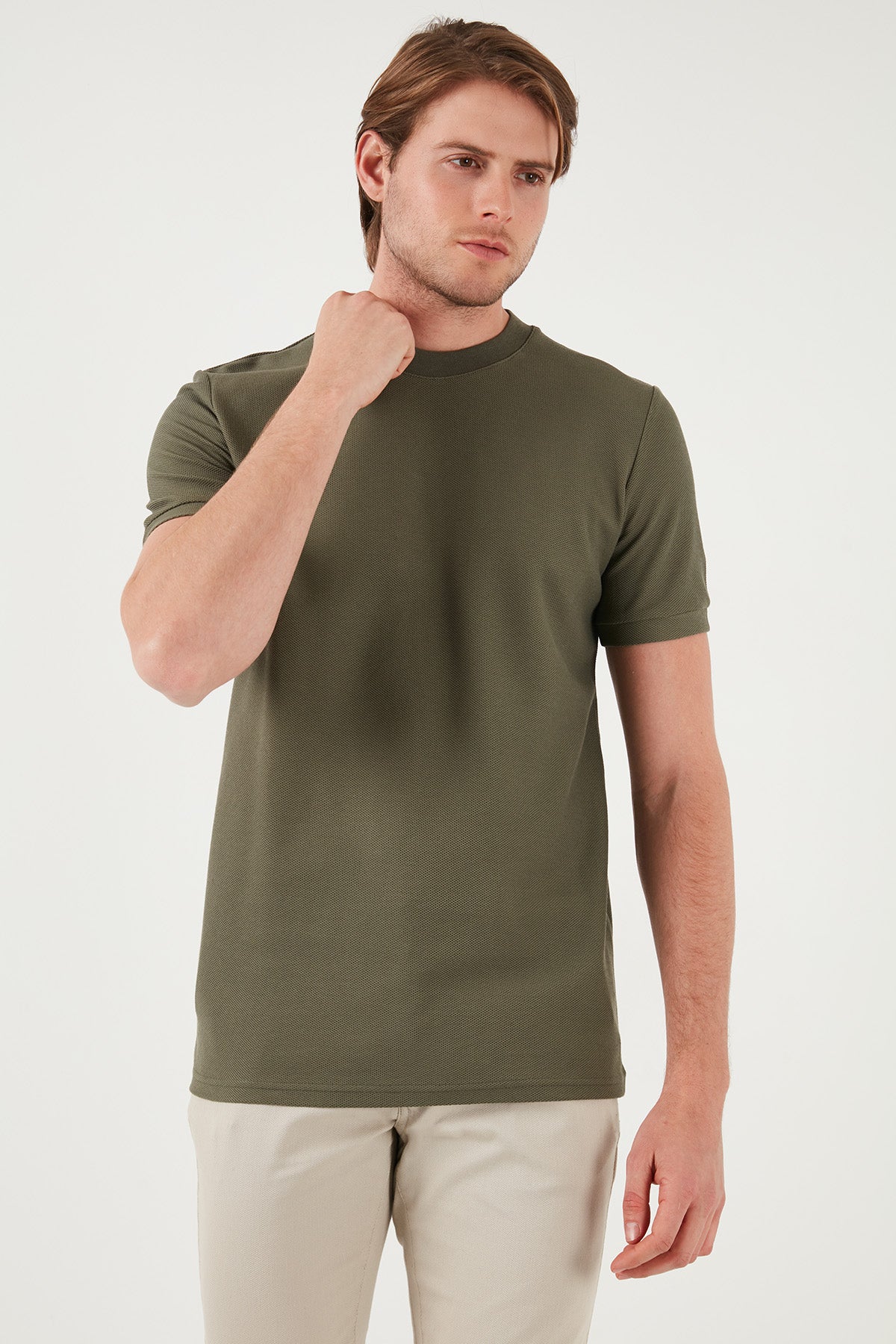 Buratti Pamuklu Regular Fit Bisiklet Yaka Basic Erkek T Shirt 5902387 HAKİ