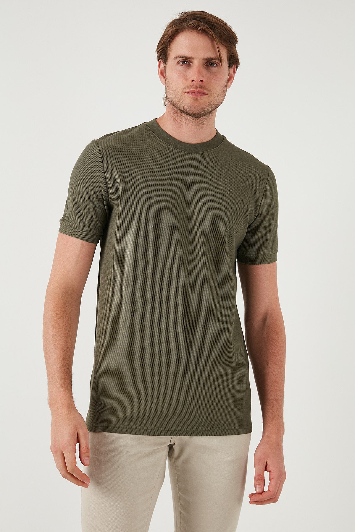 Buratti Pamuklu Regular Fit Bisiklet Yaka Basic Erkek T Shirt 5902387 HAKİ