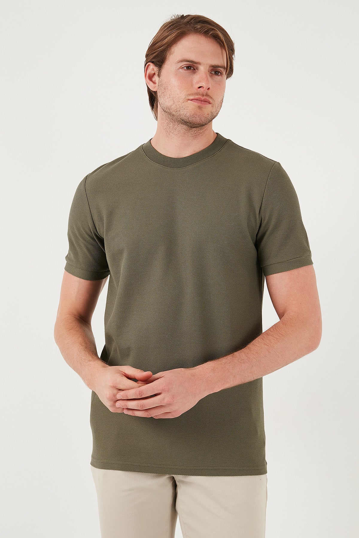 Buratti Pamuklu Regular Fit Bisiklet Yaka Basic Erkek T Shirt 5902387 HAKİ