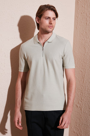 Buratti Pamuklu Regular Fit Fermuarlı Erkek Polo Yaka T Shirt 5902434 TAŞ