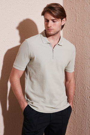 Buratti Pamuklu Regular Fit Fermuarlı Erkek Polo Yaka T Shirt 5902434 TAŞ