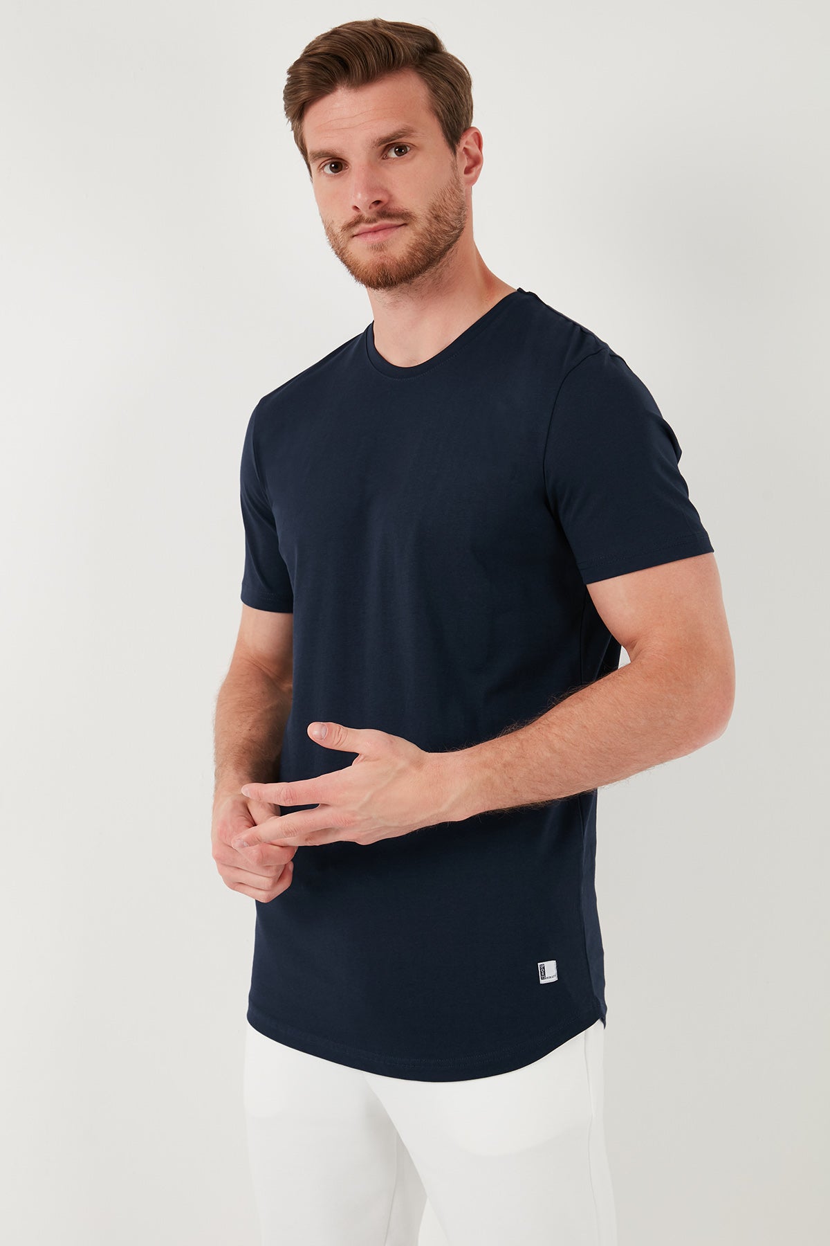 Buratti % 100 Pamuk Regular Fit Bisiklet Yaka T shirt Erkek T Shirt 5902511 İNDİGO