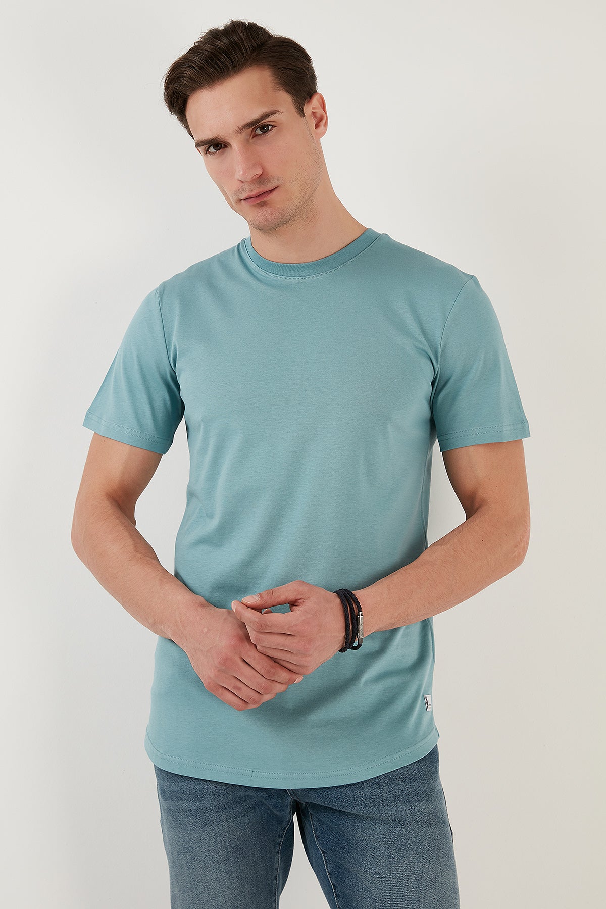 Buratti % 100 Pamuk Regular Fit Bisiklet Yaka T shirt Erkek T Shirt 5902511 MAVİ