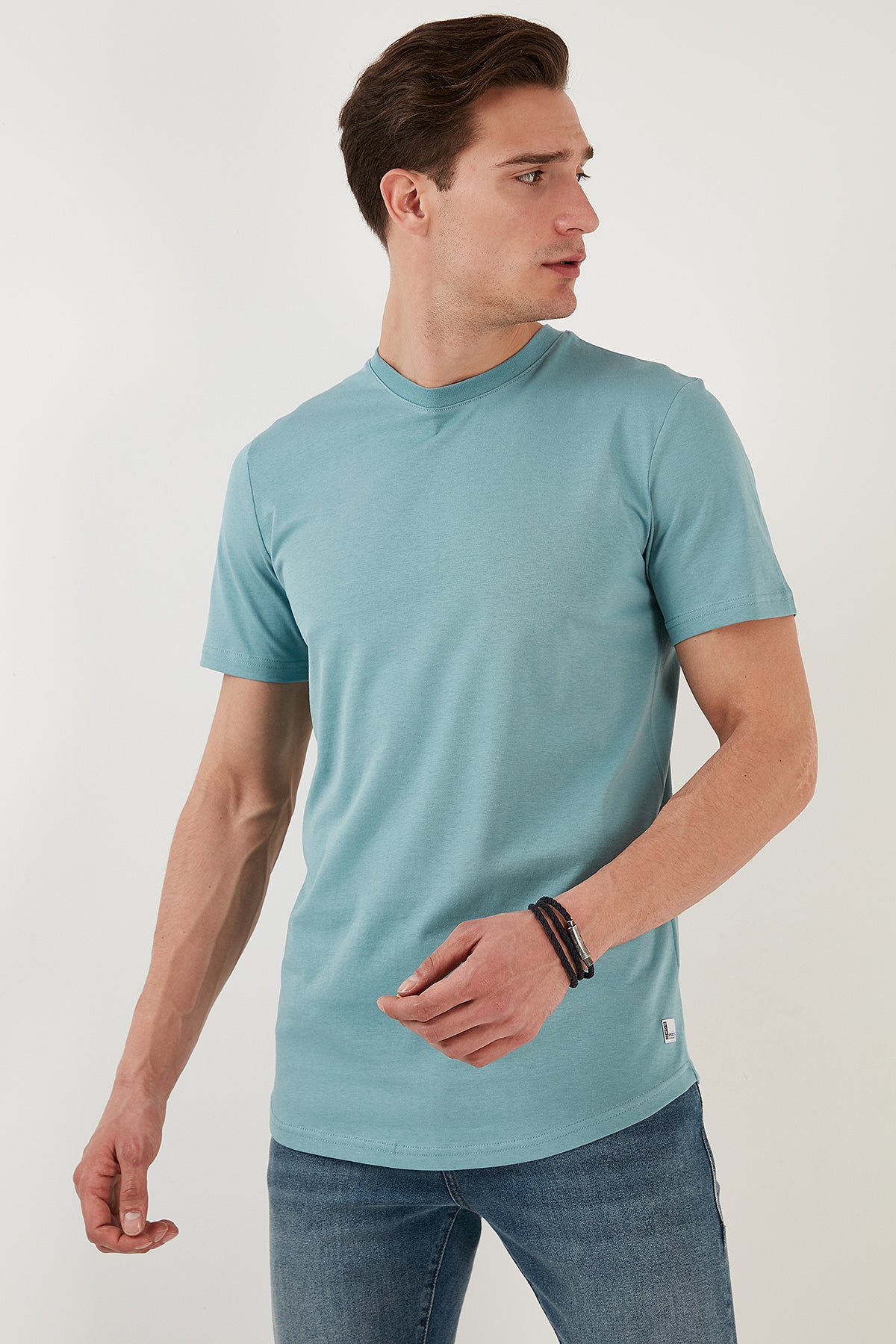 Buratti % 100 Pamuk Regular Fit Bisiklet Yaka T shirt Erkek T Shirt 5902511 MAVİ