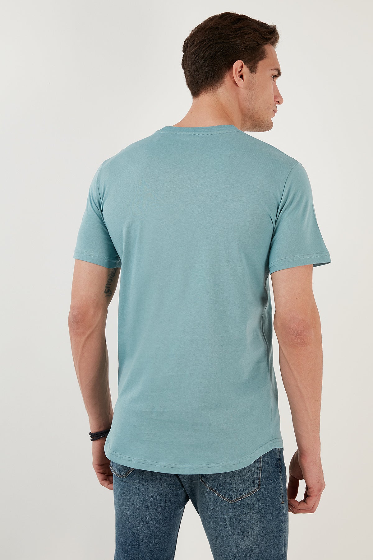 Buratti % 100 Pamuk Regular Fit Bisiklet Yaka T shirt Erkek T Shirt 5902511 MAVİ