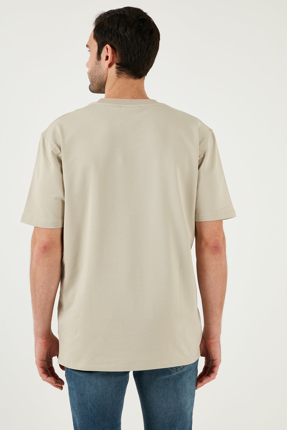 Buratti Pamuklu Bisiklet Yaka Relaxed Fit Basic Erkek T Shirt 5902610 Açık Taş