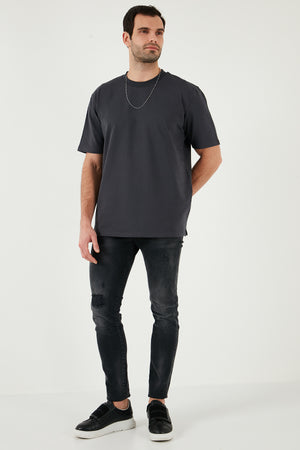 Buratti Pamuklu Bisiklet Yaka Relaxed Fit Basic Erkek T Shirt 5902610 ANTRASİT