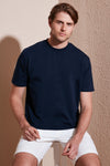 Buratti Pamuklu Bisiklet Yaka Relaxed Fit Basic Erkek T Shirt 5902610 İNDİGO