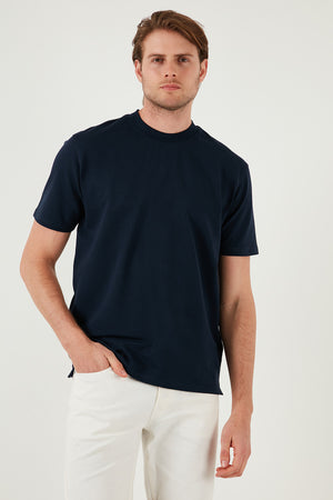 Buratti Pamuklu Bisiklet Yaka Relaxed Fit Basic Erkek T Shirt 5902610 İNDİGO