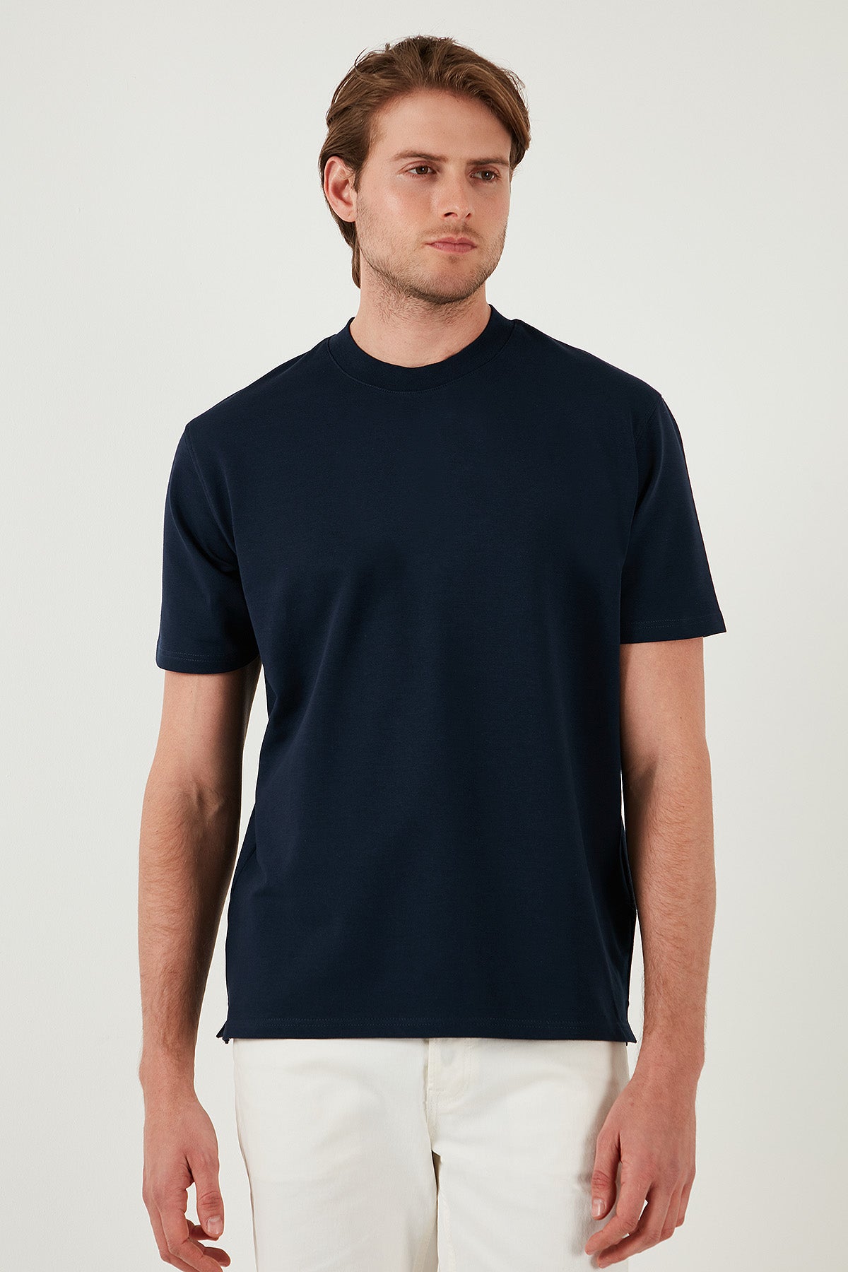 Buratti Pamuklu Bisiklet Yaka Relaxed Fit Basic Erkek T Shirt 5902610 İNDİGO