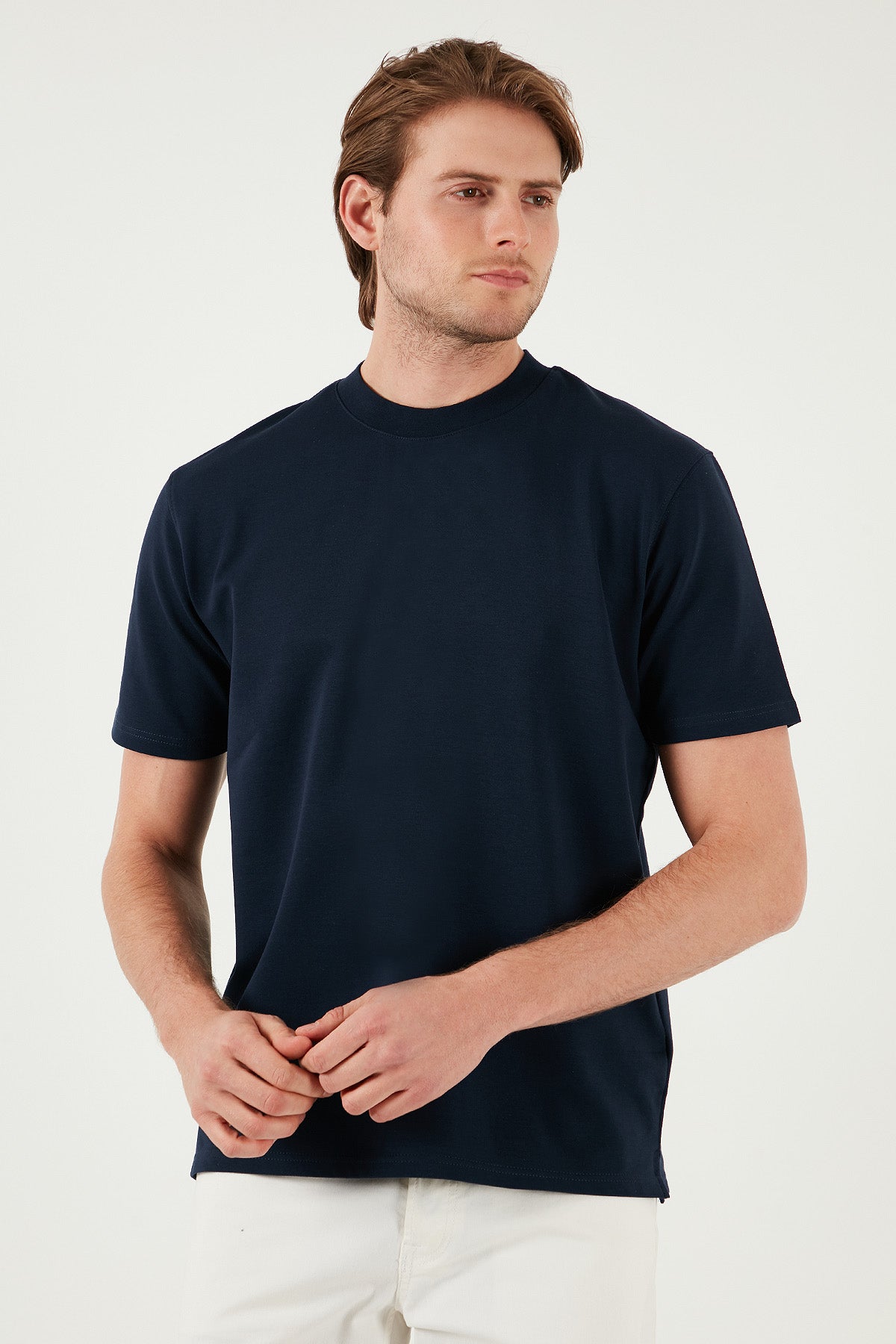 Buratti Pamuklu Bisiklet Yaka Relaxed Fit Basic Erkek T Shirt 5902610 İNDİGO