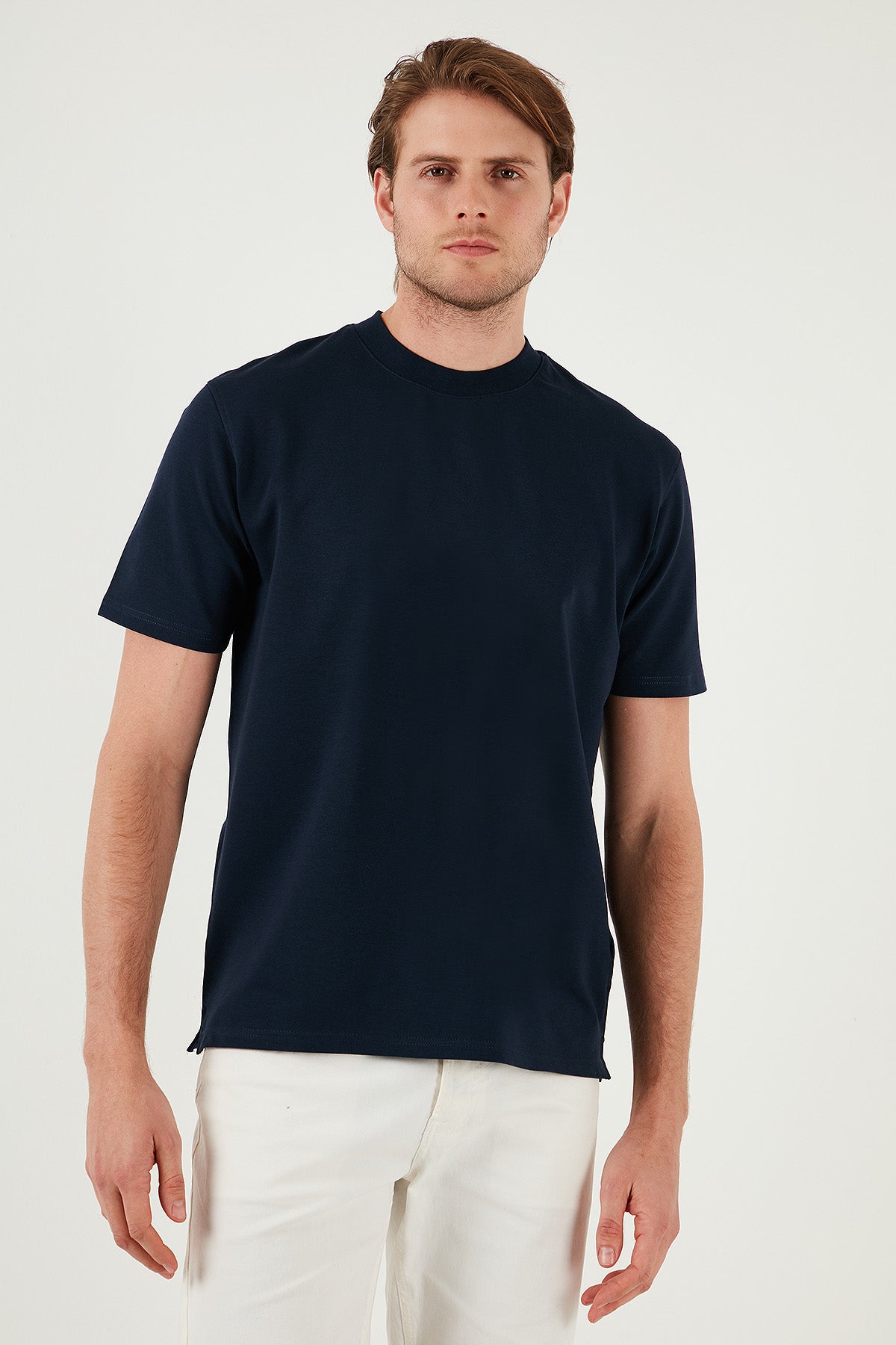 Buratti Pamuklu Bisiklet Yaka Relaxed Fit Basic Erkek T Shirt 5902610 İNDİGO