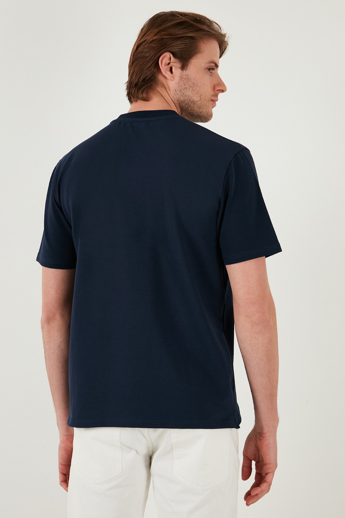 Buratti Pamuklu Bisiklet Yaka Relaxed Fit Basic Erkek T Shirt 5902610 İNDİGO