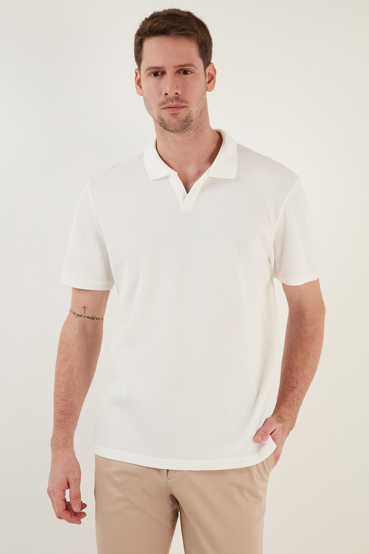 Buratti Pamuklu Regular Fit Erkek Polo Yaka T Shirt 5902645 EKRU