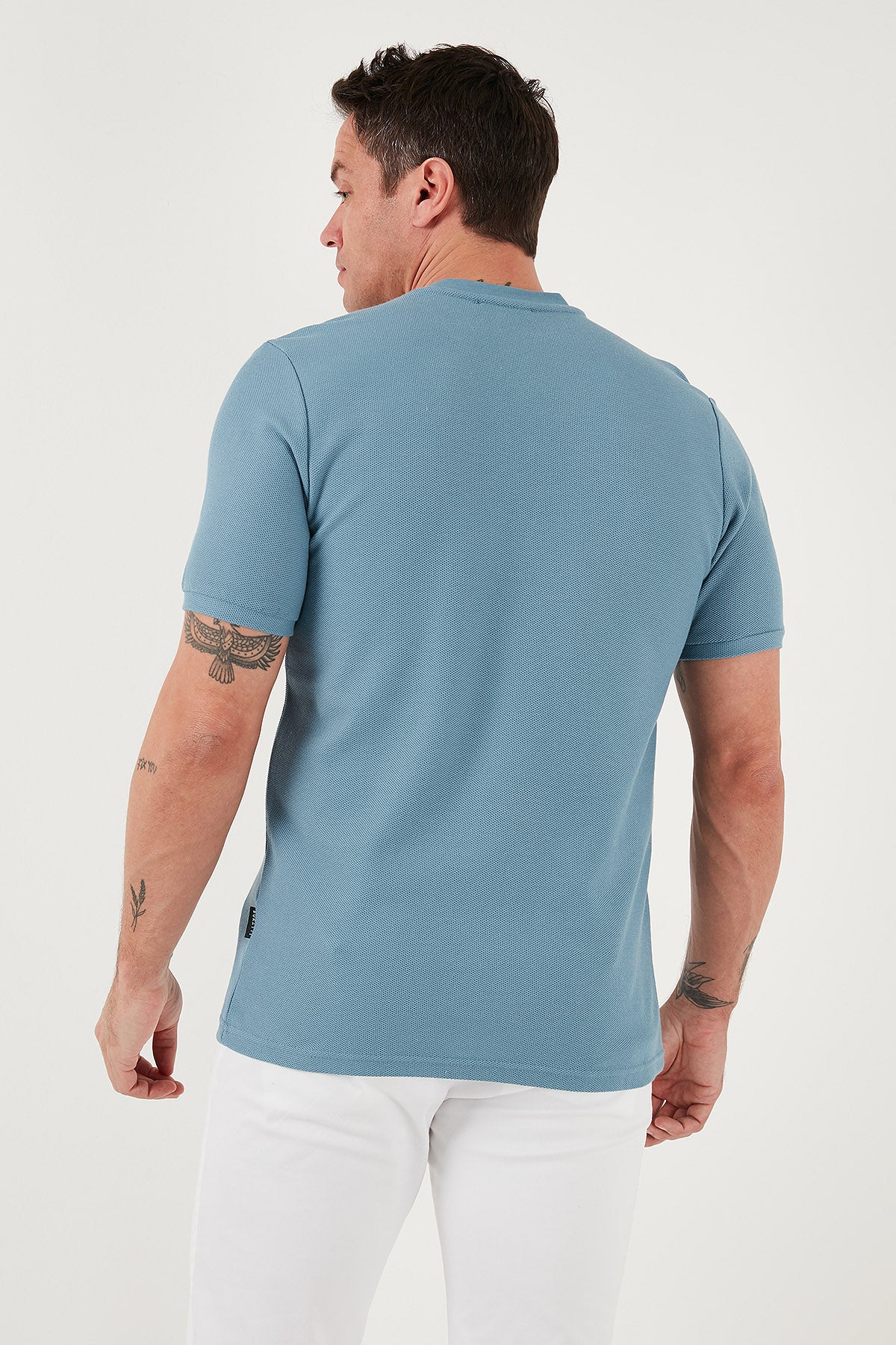 Buratti Pamuklu Regular Fit Yarım Fermuarlı Erkek T Shirt 5902653 MAVİ