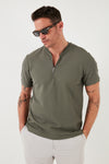 Buratti Pamuklu Regular Fit Yarım Fermuarlı Erkek T Shirt 5902653 HAKİ