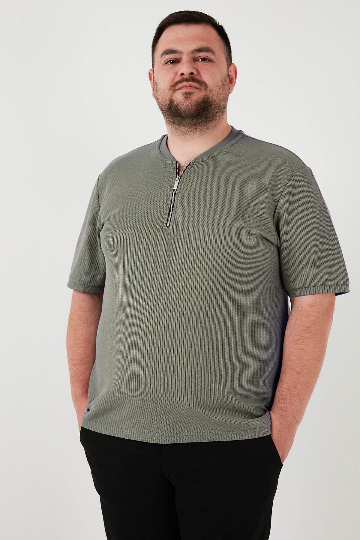 Buratti Büyük Beden Pamuklu Regular Fit Erkek T Shirt 5902653B HAKİ