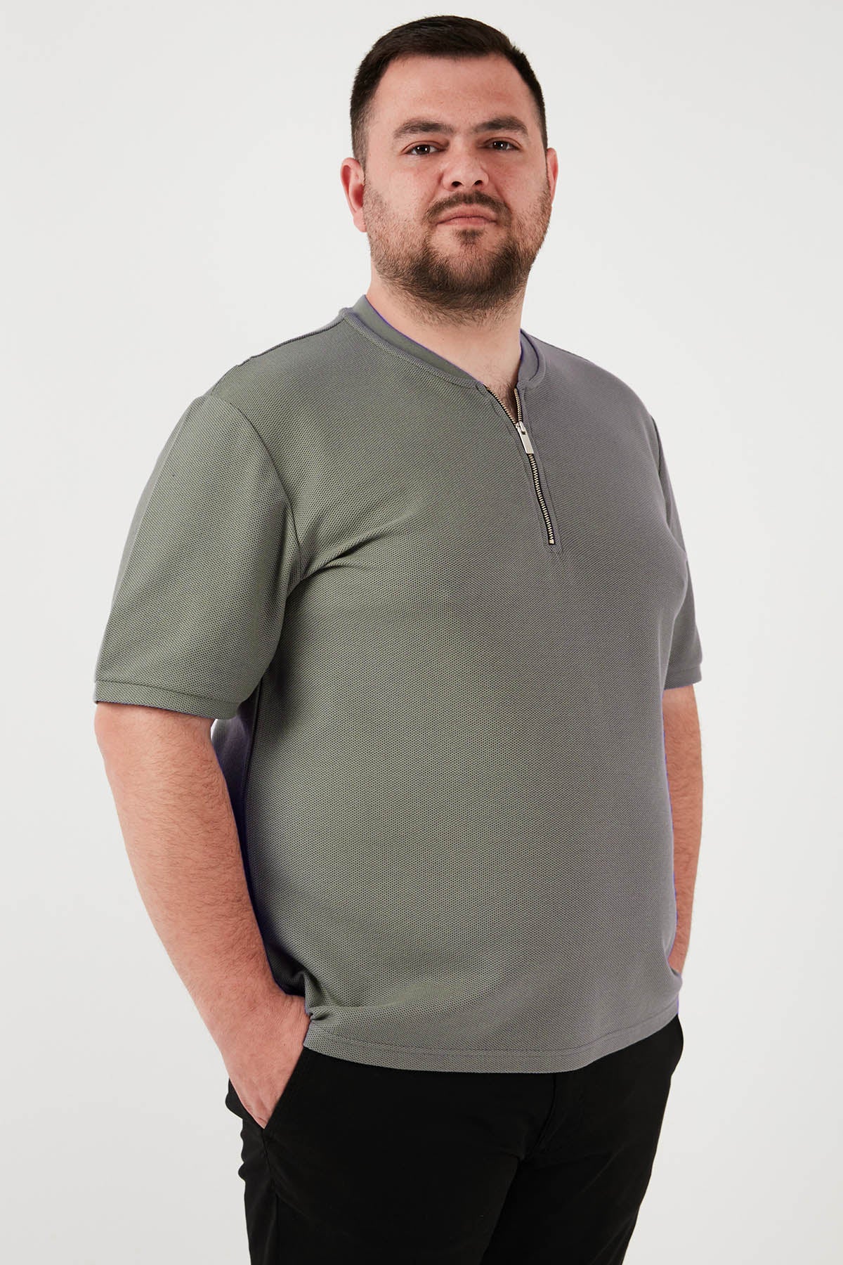 Buratti Büyük Beden Pamuklu Regular Fit Erkek T Shirt 5902653B HAKİ