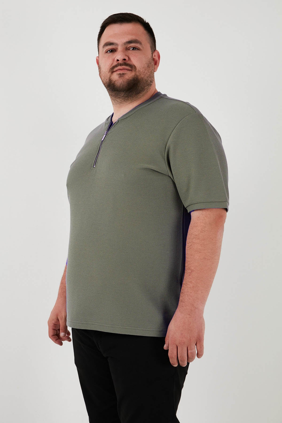 Buratti Büyük Beden Pamuklu Regular Fit Erkek T Shirt 5902653B HAKİ