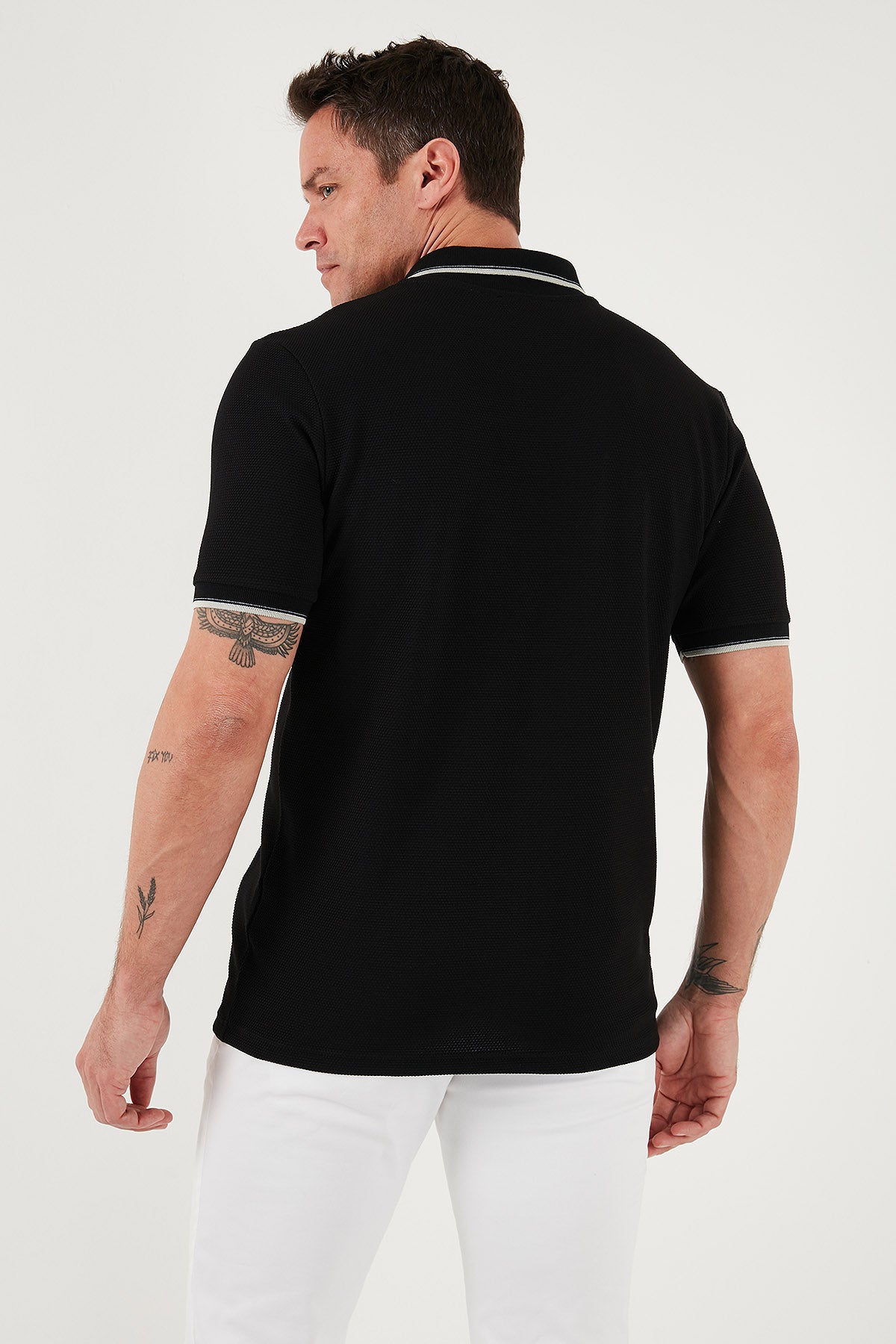 Buratti Streç Pamuklu Regular Fit Şerit Detaylı Erkek Polo Yaka T Shirt 5902768 SİYAH
