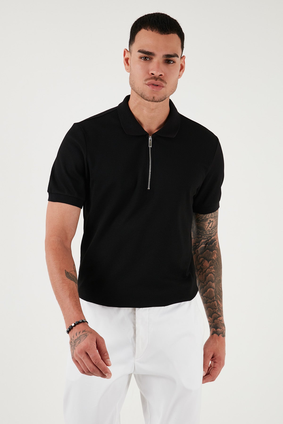 Buratti Pamuklu Regular Fit Fermuarlı Erkek Polo Yaka T Shirt 5902915 SİYAH