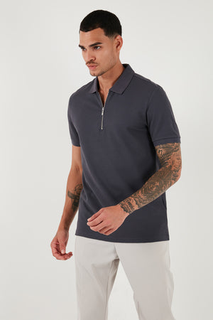 Buratti Pamuklu Regular Fit Fermuarlı Erkek Polo Yaka T Shirt 5902915 ANTRASİT